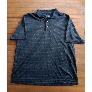 Men's Size XL PGA Tour Short Sleeve Polo Golf Shirt Black‎ Pattern